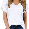 202306092344392461 MIHOLL Women's Short Sleeve V-Neck Shirts Loose Casual Tee T-Shirt