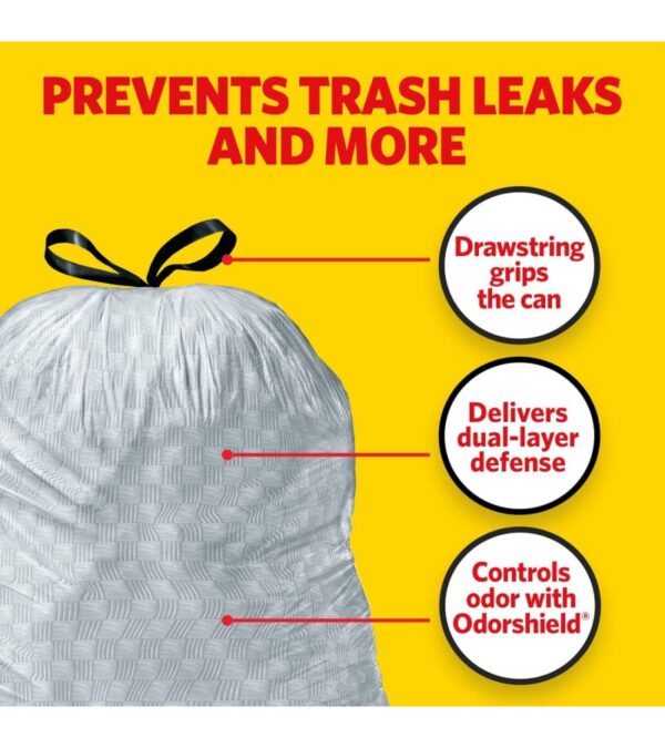 Glad Tall Kitchen Drawstring Trash Bags – OdorShield 13 Gallon Grey Trash Bag, Febreze Fresh Clean – 80 Count