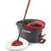 O-Cedar EasyWring Microfiber Spin Mop, Bucket Floor Cleaning System, Red, Gray