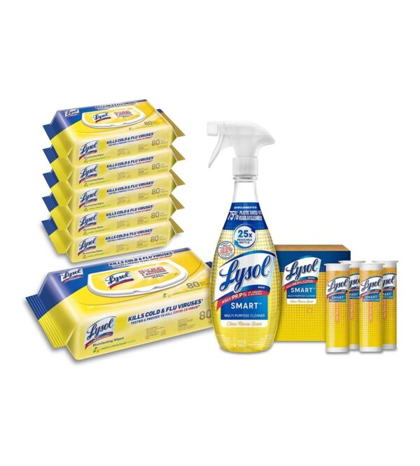 img-1056f15e4286c41a15849603fac9ba87 Lysol Disinfectant Multi-Surface Antibacterial Handi-Pack Cleaning Wipes, Lemon and Lime Blossom, 480 Count (Pack of 6) and Smart Multipurpose Disinfecting Spray Cleaner Kit, Citrus Breez, 5pc Set