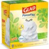 GLAD ForceFlex Tall Kitchen Drawstring Trash Bags, 13 Gallon White Trash Bag for Kitchen Trash Can, Gain Original Scent, Odor Shield, Odor Eliminator, Leak Protection, 110 Count