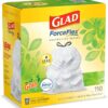 GLAD ForceFlex Tall Kitchen Drawstring Trash Bags, 13 Gallon White Trash Bag for Kitchen Trash Can, Gain Original Scent, Odor Shield, Odor Eliminator, Leak Protection, 110 Count