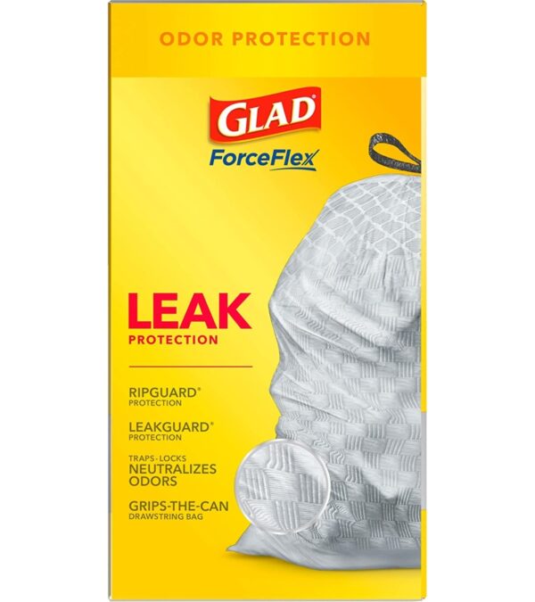 Glad ForceFlex Tall Kitchen Drawstring Trash Bags, 13 Gal, OdorShield, 80 Ct