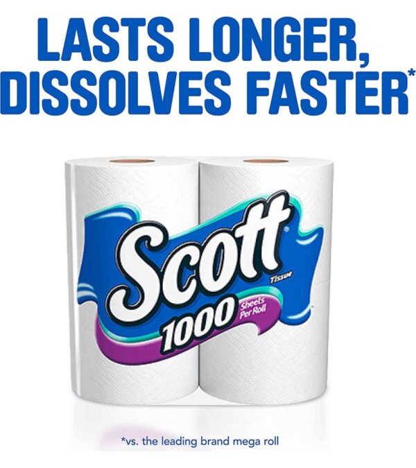 Scott 1000 Toilet Paper, 32 Regular Rolls, Septic-Safe, 1-Ply Toilet Tissue