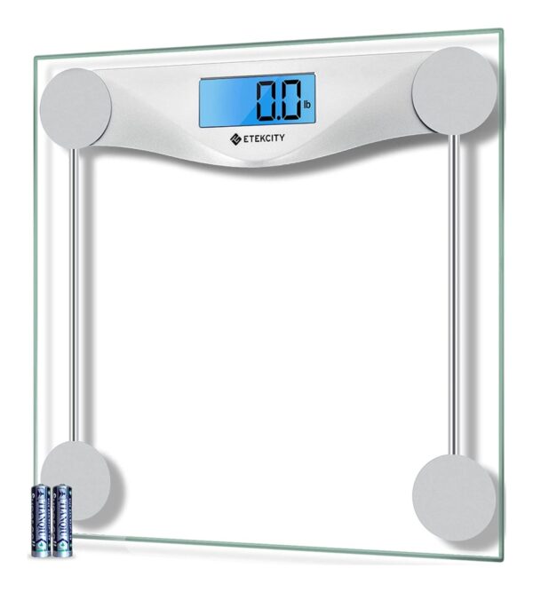 Etekcity Bathroom Scale for Body Weight, Digital Weighing Machine for People, Accurate & Large LCD Backlight Display, 6mm Tempered Glass, 400 lbs