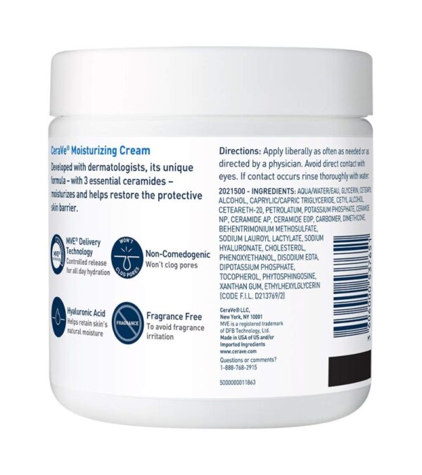 CeraVe Moisturizing Cream | Body and Face Moisturizer for Dry Skin | Body Cream with Hyaluronic Acid and Ceramides | Normal | Fragrance Free | 19 Oz | Packages May Vary