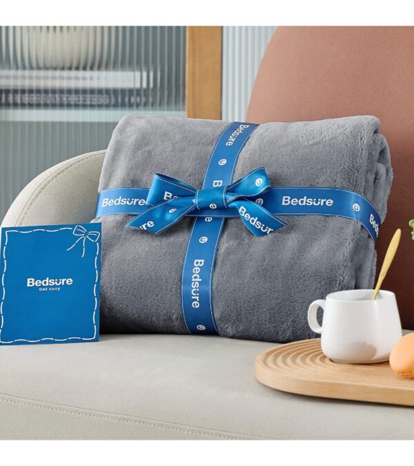 Bedsure Fleece Bed Blankets Queen Size Grey – Soft Lightweight Plush Fuzzy Cozy Luxury Blanket Microfiber, 90×90 inches