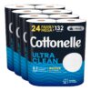 Cottonelle Ultra Clean Toilet Paper with Active CleaningRipples Texture, Strong Bath Tissue, 24 Family Mega Rolls (24 Family Mega Rolls = 132 Regular Rolls), 388 Sheets per Roll, Packaging May Vary