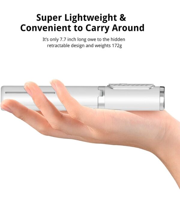 ATUMTEK Bluetooth Selfie Stick Tripod, Extendable 3 in 1 Aluminum Selfie Stick with Wireless Remote and Tripod Stand 270 Rotation for iPhone 13/12/11 Pro/XS Max/XS/XR/X, Samsung and Smartphone White