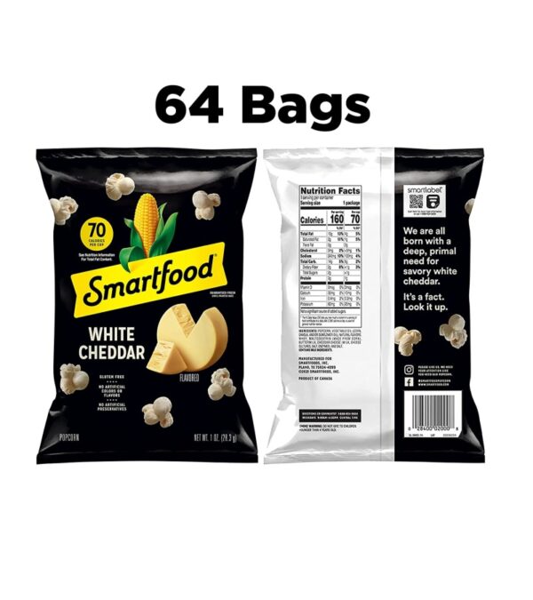 Smartfood White Cheddar Flavored Popcorn, 1 Ounce (Pack of 64)