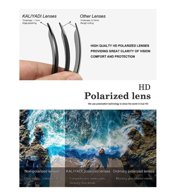 KALIYADI Polarized Sunglasses for Men and Women Semi-Rimless Frame Driving Sun glasses UV Blocking