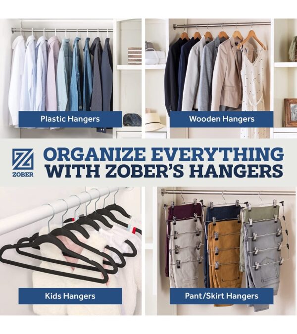 Zober Velvet Hangers 50 Pack – Black Hangers for Coats, Pants & Dress Clothes – Non Slip Clothes Hanger Set w/ 360 Degree Swivel, Holds up to 10 lbs – Strong Felt Hangers for Clothing
