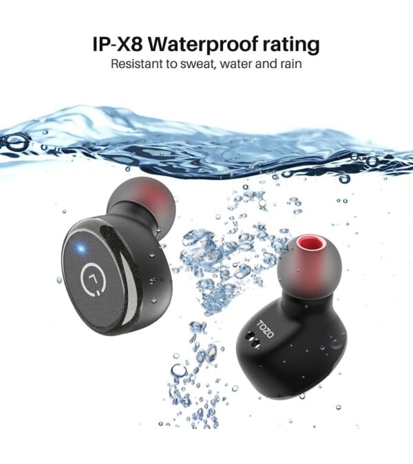 TOZO T10 Bluetooth 5.3 Wireless Earbuds with Wireless Charging Case IPX8 Waterproof Stereo Headphones in Ear Built in Mic Headset Premium Sound with Deep Bass for Sport Black (2022 Upgraded)