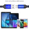 JSAUX Micro USB Cable Android Charger, (2-Pack 6.6FT) Micro USB Android Charger Cable Nylon Braided Cord Compatible with Galaxy S7 S6 J7 Edge Note 5, Kindle. MP3 and More-Blue