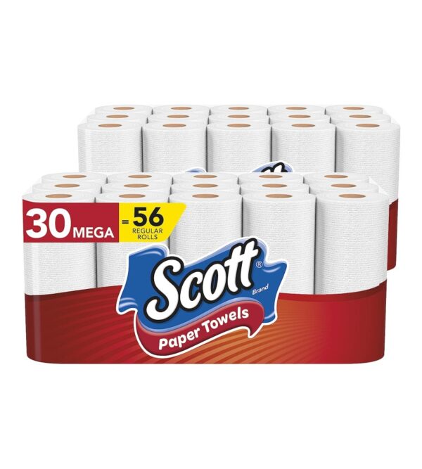 Scott Paper Towels, Choose-A-Sheet – 30 Mega Rolls (2 Packs of 15) = 56 Regular Rolls (102 Sheets Per Roll)