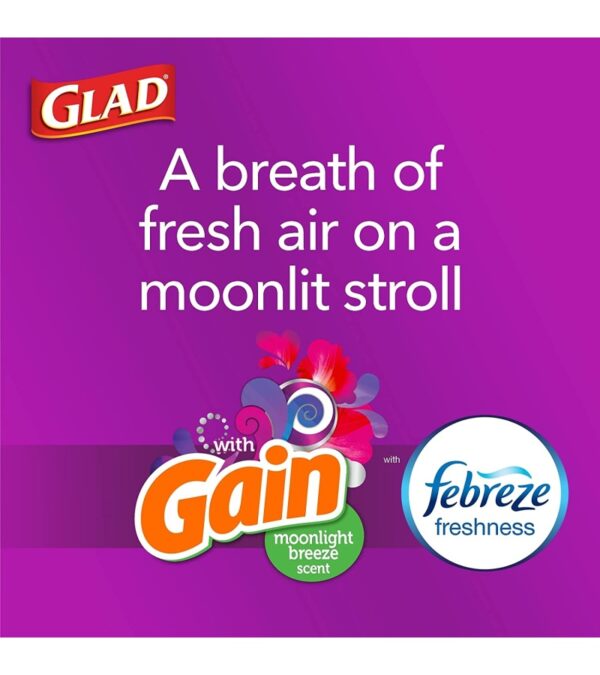 Glad Trash & Food Storage ForceFlex Protection Series Tall Trash Bags, 13 Gal, Gain Moonlight Breeze with Febreze, 110 Ct (Package May Vary)