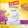 Glad Trash & Food Storage ForceFlex Protection Series Tall Trash Bags, 13 Gal, Gain Moonlight Breeze with Febreze, 110 Ct (Package May Vary)