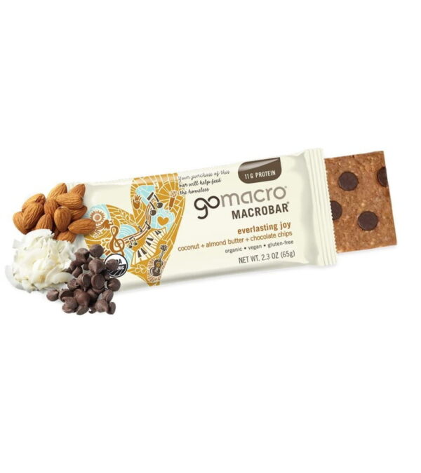 GoMacro MacroBar Organic Vegan Protein Bars – Coconut + Almond Butter + Chocolate Chips (2.3 Ounce Bars, 12 Count)