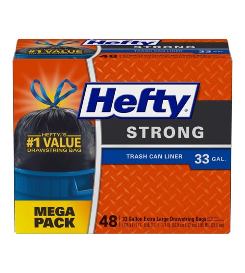 Hefty Strong Large Trash Bags, 33 Gallon, 48 Count