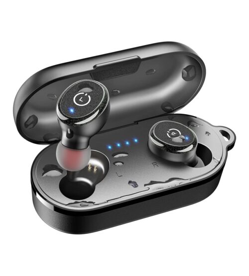 TOZO T10 Bluetooth 5.3 Wireless Earbuds with Wireless Charging Case IPX8 Waterproof Stereo Headphones in Ear Built in Mic Headset Premium Sound with Deep Bass for Sport Black (2022 Upgraded)