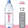 evian Natural Spring Water, Naturally Filtered Spring Water in Large Bottles, 33.81 Fl Oz (Pack of 12)