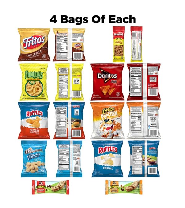 Tasty Snacks Variety Pack, Frito-Lay Chips, Nuts, Cookies and Quaker Chewy Bars, 40 Count