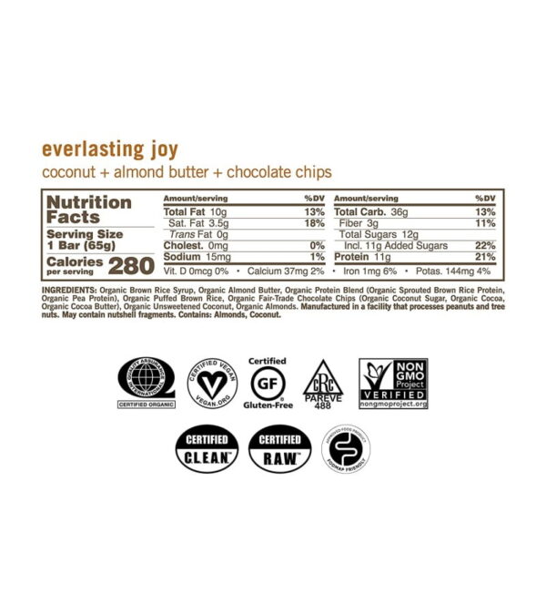 GoMacro MacroBar Organic Vegan Protein Bars – Coconut + Almond Butter + Chocolate Chips (2.3 Ounce Bars, 12 Count)