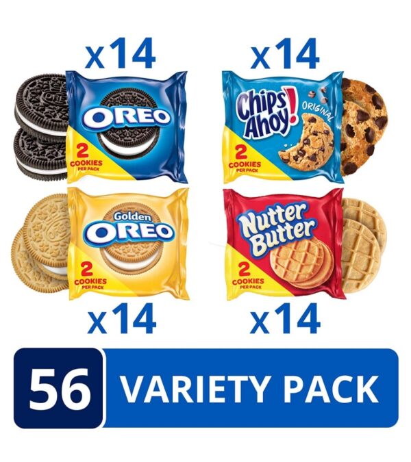 img-40f8a9c887eb5146518ebbe6399b18b2 OREO Original, OREO Golden, CHIPS AHOY! & Nutter Butter Cookie Snacks Variety Pack, 56 Snack Packs (2 Cookies Per Pack) Hot Sale
