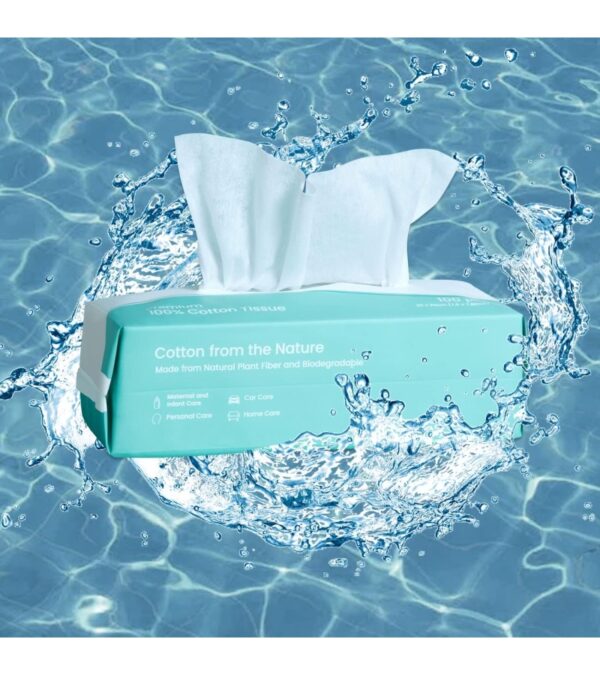 Saraflora 100% Cotton Facial Tissue, Soft Dry Wipe 6 Pack Size 7.9×7.9 inches, Use for Sensitive Skin Disposable Face Towel and Baby Washcloths, Makeup Wipes, Disposable Cleansing Cloths（600 Count ）