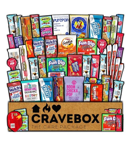 CRAVEBOX Easter Snacks Box Variety Pack Care Package (80 Count) Treats Gift Basket Boxes Pack Adults Kids Grandkids Guys Girls Women Men Boyfriend Candy Birthday Cookies Chips Teenage Mix College Student Food Sampler Office