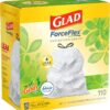 GLAD ForceFlex Tall Kitchen Drawstring Trash Bags, 13 Gallon White Trash Bag for Kitchen Trash Can, Gain Original Scent, Odor Shield, Odor Eliminator, Leak Protection, 110 Count