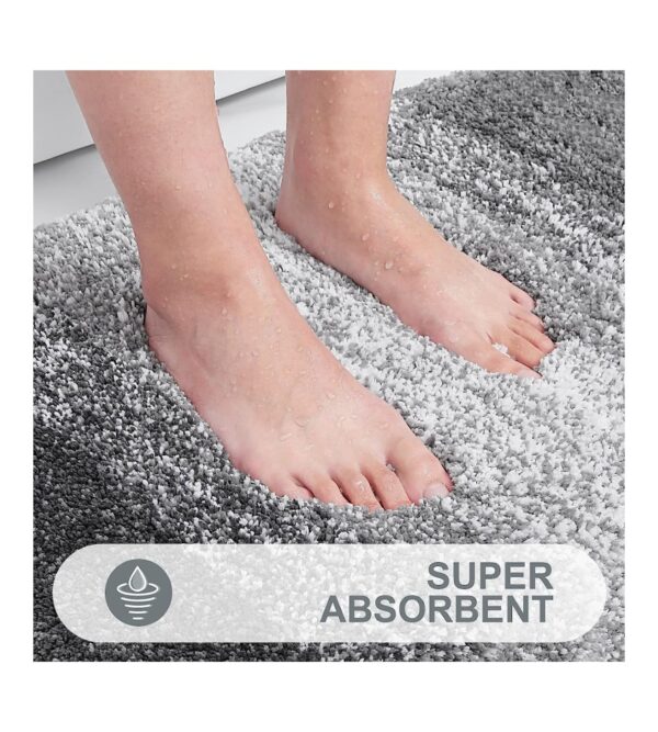 OLANLY Luxury Rug, Extra Soft and Absorbent Microfiber Rugs, Non-Slip Plush Shaggy Bath Carpet, Machine Wash Dry, Bath Mats for Bathroom Floor, Tub and Shower, 24×16, Grey