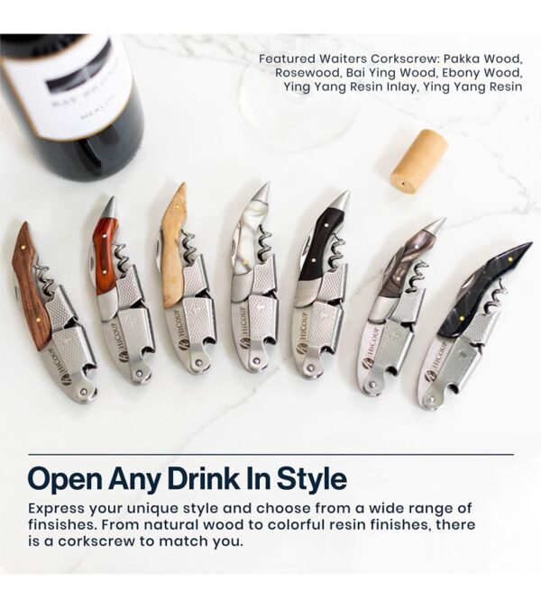 Hicoup Wine Opener – Professional Corkscrews for Wine Bottles w/ Foil Cutter and Cap Remover – Manual Wine Key for Servers, Waiters, Bartenders and Home Use – Classic Rosewood
