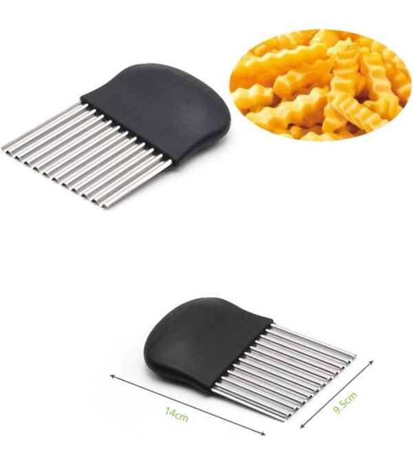 Potato Carrot Vegetable Crinkle Wavy Chopper Cutter Blade French Fry Slicer Easy Quick Kitchen Tool Knife Stainless Steel Blade 2 Packs/Set