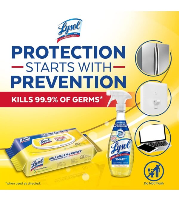 img-4cccb70ec7b9e880714c01ff08385ed5 Lysol Disinfectant Multi-Surface Antibacterial Handi-Pack Cleaning Wipes, Lemon and Lime Blossom, 480 Count (Pack of 6) and Smart Multipurpose Disinfecting Spray Cleaner Kit, Citrus Breez, 5pc Set