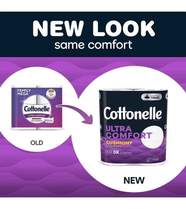 Cottonelle Ultra Comfort Toilet Paper with Cushiony CleaningRipples Texture, Strong Bath Tissue, 32 Family Mega Rolls (32 Family Mega Rolls = 144 Regular Rolls) (8 Packs of 4), 325 Sheets per Roll