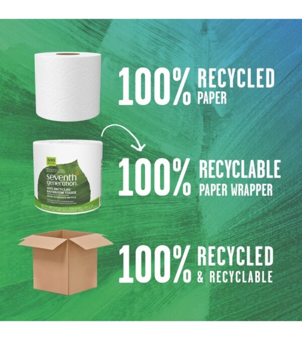 Seventh Generation White Toilet Paper 2-ply 100% Recycled Paper, 500 sheets, Pack of 60