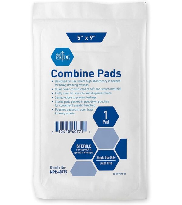 Medpride Sterile Abdominal- ABD Combine Pads| 40-Pack, 5 x 9 Inches| Extra Absorbent & Thick, Individually Wrapped Wound Dressing, First Aid Pads| Surgical-Grade, Nonstick- for Heavy Leakage, Post Op