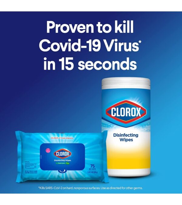 Clorox Cleaning Bundle Disinfecting Mist Lemon & Orange Blossom Scent (1 Spray Bottle & 1 Refill, 16 Fl Oz Each) Disinfecting Wipes, Moisture Seal Lid Fresh Scent (3-Pack, 75ct Each)