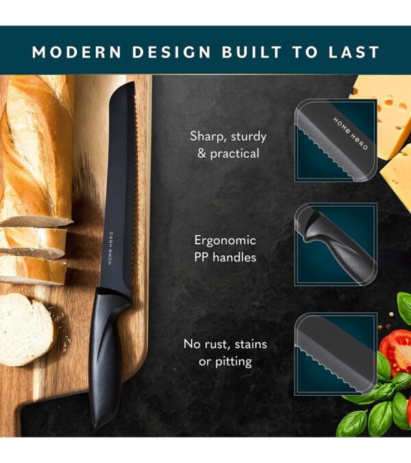 img-68216646be2b9e325b163dc00b94203f Home Hero Kitchen Knife Set, Steak Knife Set & Kitchen Utility Knives – Ultra-Sharp High Carbon Stainless Steel Knives with Ergonomic Handles (17 Pc Set, Black)