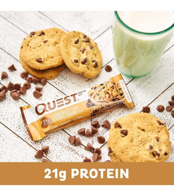 Quest Nutrition Chocolate Chip Cookie Dough Protein Bars, High Protein, Low Carb, Gluten Free, Keto Friendly, 12 Count