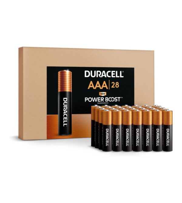 Duracell Coppertop AAA Batteries, 28 Count Pack Triple A Battery with Power Boost Ingredients, Long-lasting Power Alkaline AAA Battery for Household and Office Devices (Ecommerce Packaging)