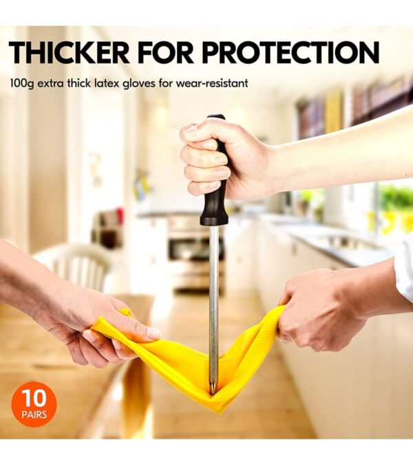 Vgo… 10-Pairs Reusable Household Gloves, Rubber Dishwashing gloves, Extra Thickness, Long Sleeves, Kitchen Cleaning, Working, Painting, Gardening, Pet Care (Size M, Yellow, HH4601)