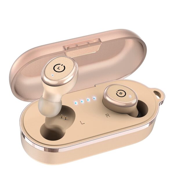 TOZO T10 Bluetooth 5.3 Wireless Earbuds with Wireless Charging Case IPX8 Waterproof Stereo Headphones in Ear Built in Mic Headset Premium Sound with Deep Bass for Sport Khaki (2022 Upgraded)