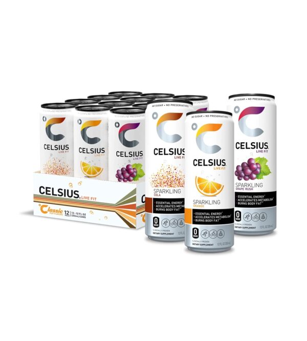 CELSIUS Sparkling Classic Pop Pack, Functional Essential Energy Drink 12 Fl Oz (Pack of 24)