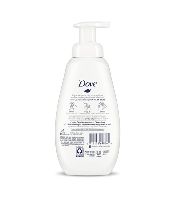 Dove Instant Foaming Body Wash for Softer and Smoother Skin Sensitive Skin Effectively Washes Away Bacteria While Nourishing Your Skin 13.5 oz Pack of 4