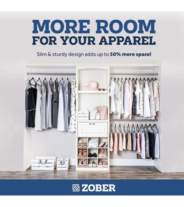 Zober Velvet Hangers 50 Pack – Black Hangers for Coats, Pants & Dress Clothes – Non Slip Clothes Hanger Set w/ 360 Degree Swivel, Holds up to 10 lbs – Strong Felt Hangers for Clothing