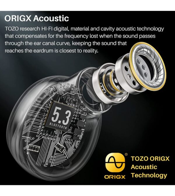 TOZO T10 Bluetooth 5.3 Wireless Earbuds with Wireless Charging Case IPX8 Waterproof Stereo Headphones in Ear Built in Mic Headset Premium Sound with Deep Bass for Sport Khaki (2022 Upgraded)