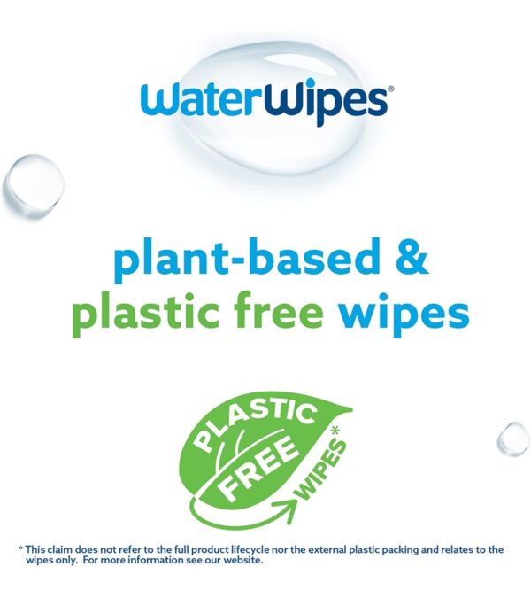 WaterWipes Plastic-Free Original Baby Wipes, 99.9% Water Based Wipes, Unscented & Hypoallergenic for Sensitive Skin, 540 Count (9 packs), Packaging May Vary