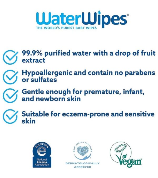 WaterWipes Original Baby Wipes, 99.9% Water Based Wipes, Unscented & Hypoallergenic for Sensitive Skin, Diaper Wipe, 960 count (16 packs)